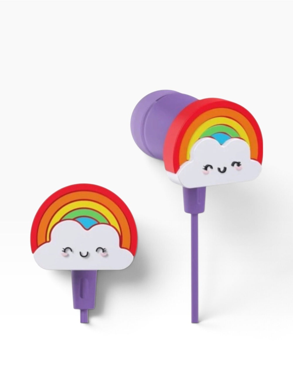 Rainbow Cloud Kids Earbuds — Purple with Multicolor Accent